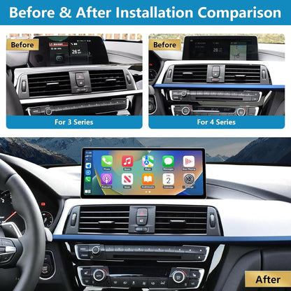 Ninetom 12,3 inch autoradio met Carplay en Android Auto voor BMW 3/4 Series F30 F31 F32 F33 F34 F35 F36 Jaren 2017-2019 met EVO-systeem, ondersteuning voor Mirrorlink, camera en navigatie