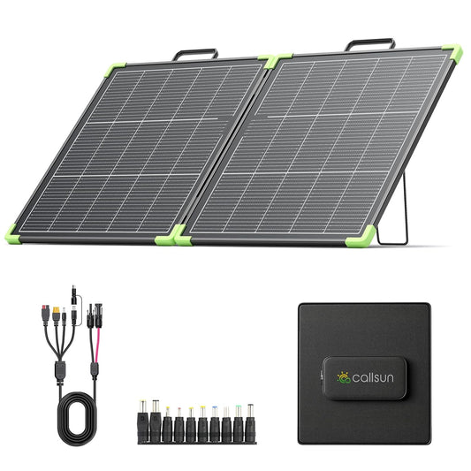Draagbaar zonnepaneel, opvouwbaar, bifacial, 100 W, N-Type 16BB 21,8 V, monokristallijne zonnepanelen, voor energiecentrale, buiten, tuin, balkon, camping, caravan (100 W)