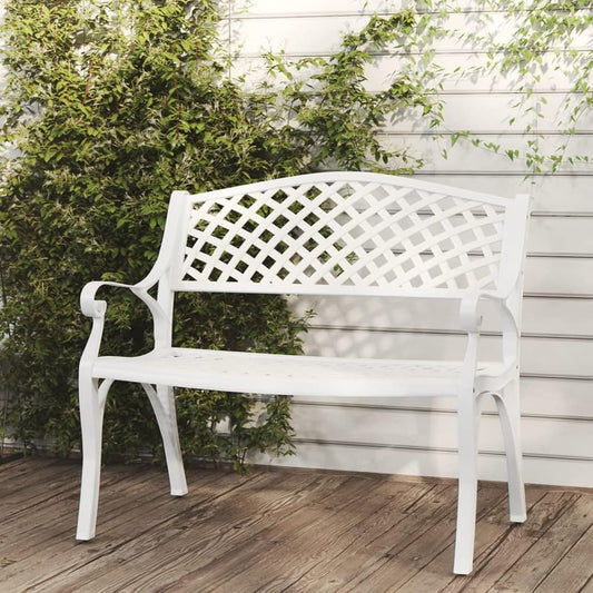 Mogou Tuinbank, buitenbank, terras, tuinbank, gegoten aluminium, wit, 102 cm - QUORE