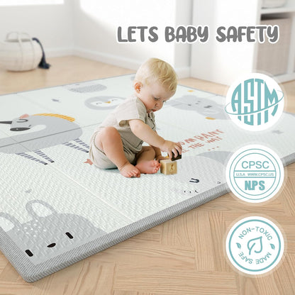 Baby Playpen 120 x 120 cm, Baby Playpen with Play Mat - QUORE