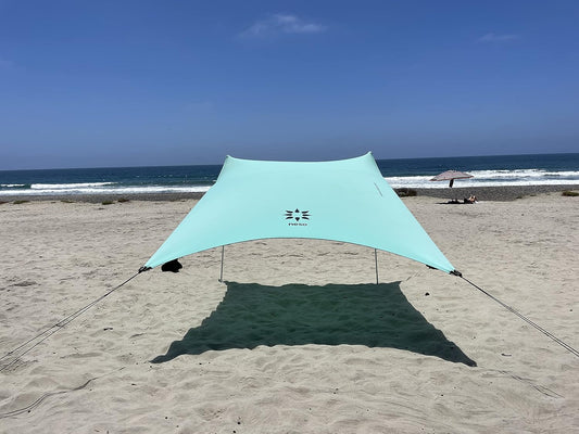 Neso Tents Beach Tent with Sand Anchor, Portable Awning, Sunshade, 2.1 x 2.1 m, Patented Reinforced Corners, Sea Foam