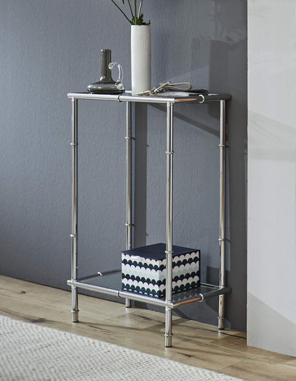 HAKU Console chroom, Metaal, veiligheidsglas - Maat: B 50 cm x H 75 cm x D 25 cm, Stijl: Modern