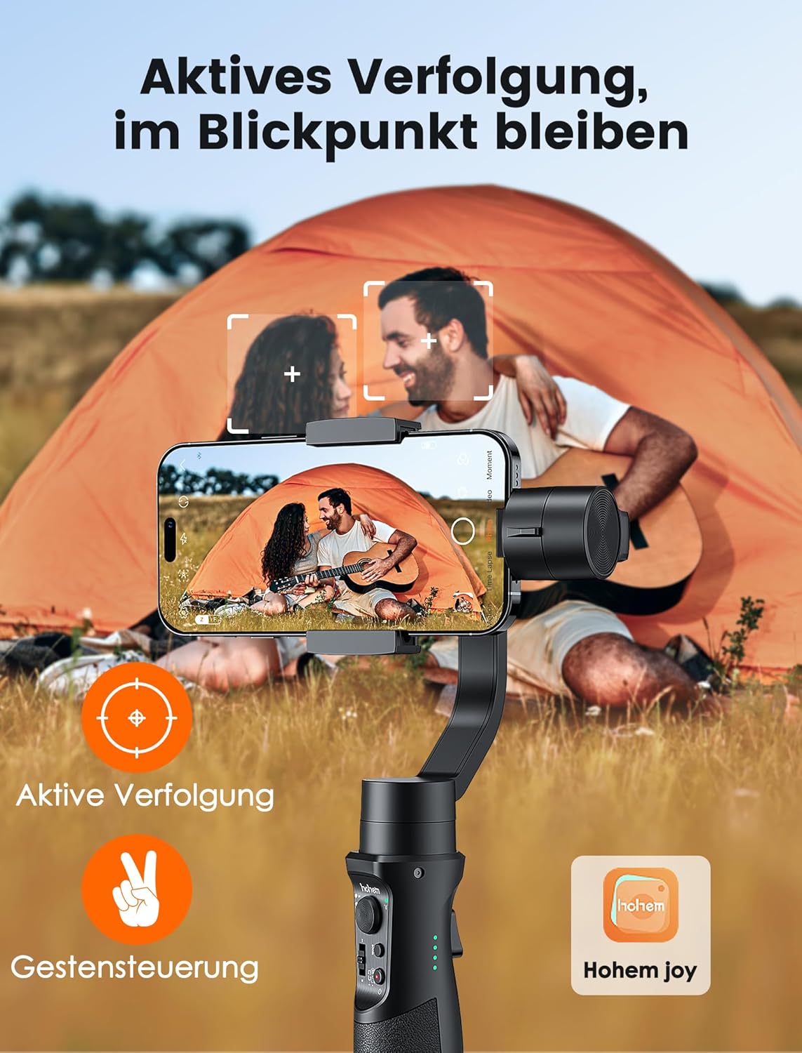 hohem iSteady Mobile Plus Stabilisator voor smartphone met 3 assen voor video-opnames met gezichts- en objecttracking, 600 graden automatische rotatie, Gimbal voor Android iPhone 15, 14, 13 Pro