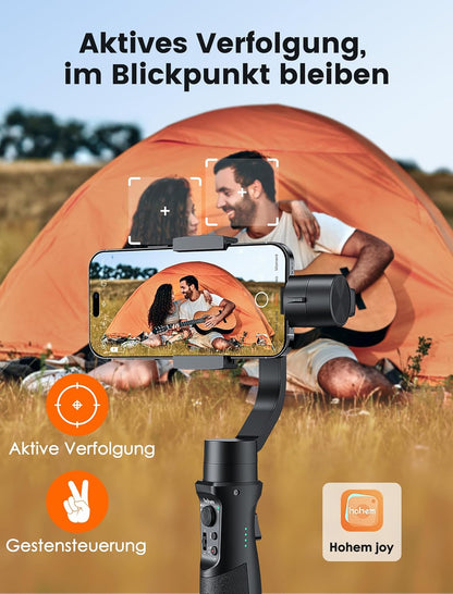 hohem iSteady Mobile Plus Stabilisator voor smartphone met 3 assen voor video-opnames met gezichts- en objecttracking, 600 graden automatische rotatie, Gimbal voor Android iPhone 15, 14, 13 Pro