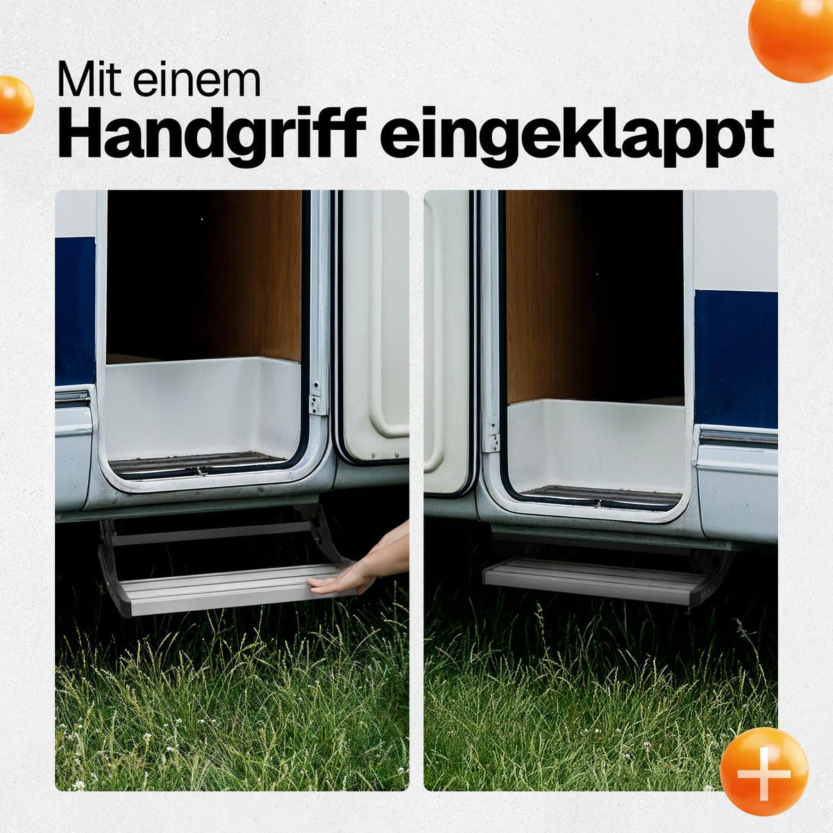 Dubbele opstaptrede, 2 treden voor caravans, 60 x 21 x 29 cm, stabiele aluminium trap voor camper, antislip, weerbestendig, tot 200 kg, instaphulp camping