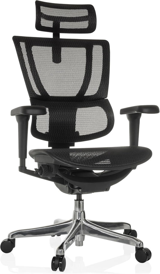 hjh OFFICE Ergonomische Ergohuman Slim Ultra GEN2 Bureaustoel met flexibele lendensteun, netbespanning, zwart