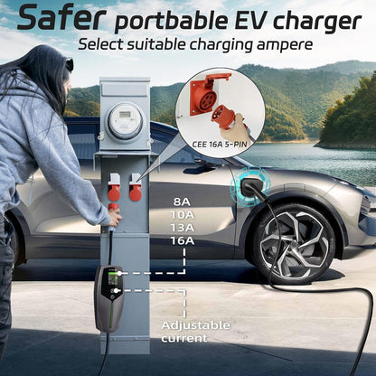 <font dir="auto" style="vertical-align: inherit;"><font dir="auto" style="vertical-align: inherit;">        Mobile Wallbox/Charging Station 11KW Type 2 Charging Cable [3-phase|8-16A], Car EV Charger Charging Cable Type 2 to CEE 16A Plug, Time Function and