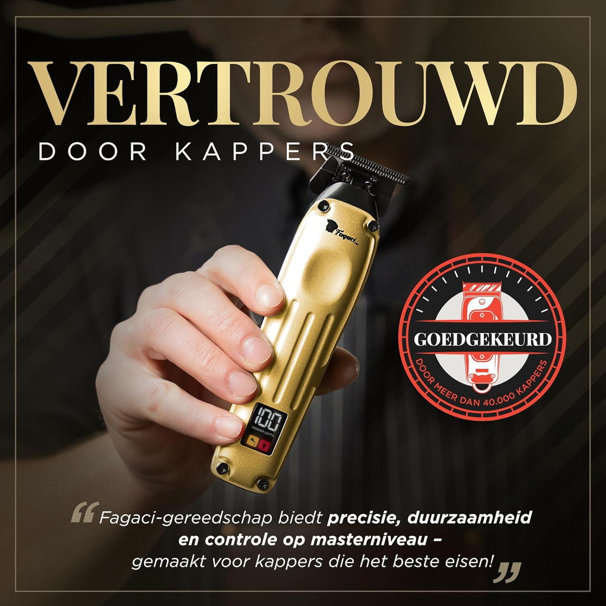 Tondeuse Goudkleurig – Trimmer – Baardtrimmer – Haartrimmer – Contourtrimmer – Borstelloze Motor – Zero Gap Messen