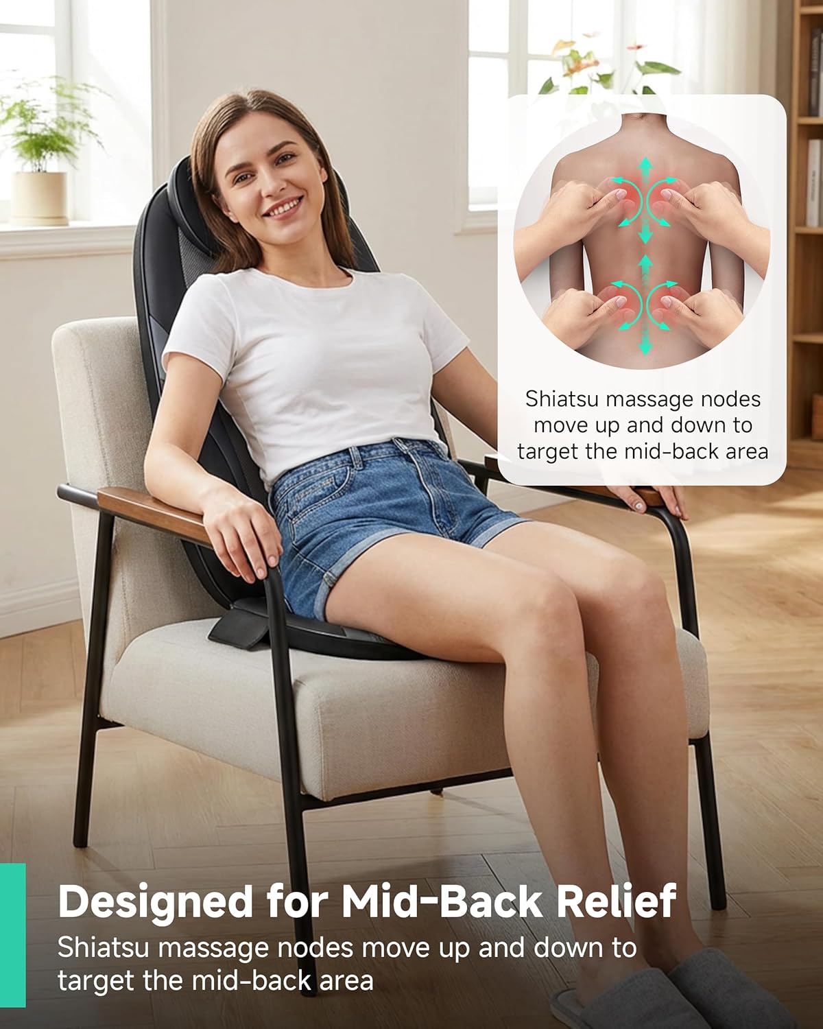 SNAILAX Shiatsu-massagekussen met warmtemassagestoel Pad Kneedende rugmassage voor thuisgebruik SL-256