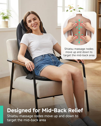 SNAILAX Shiatsu-massagekussen met warmtemassagestoel Pad Kneedende rugmassage voor thuisgebruik SL-256
