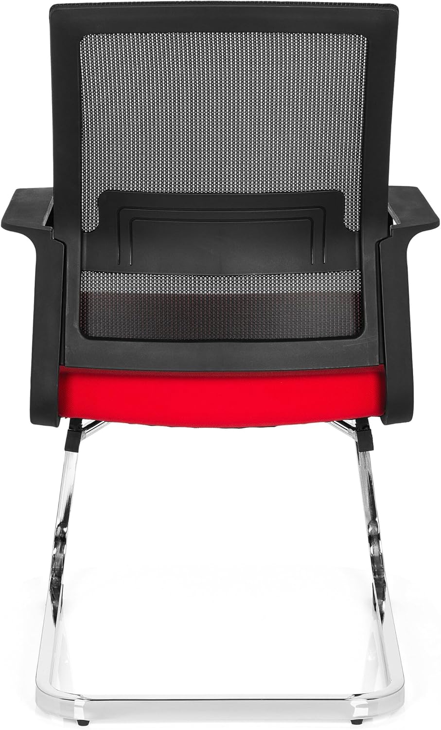 hjh OFFICE 732080 bezoekersstoel Inventor V stof/netrug zwart rood stoel cantilever met lendensteun