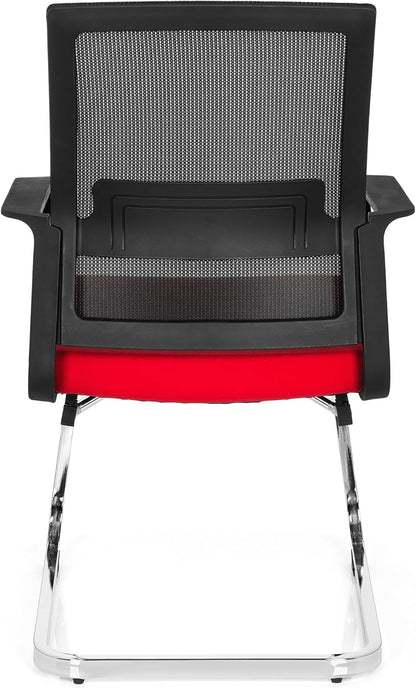hjh OFFICE 732080 bezoekersstoel Inventor V stof/netrug zwart rood stoel cantilever met lendensteun