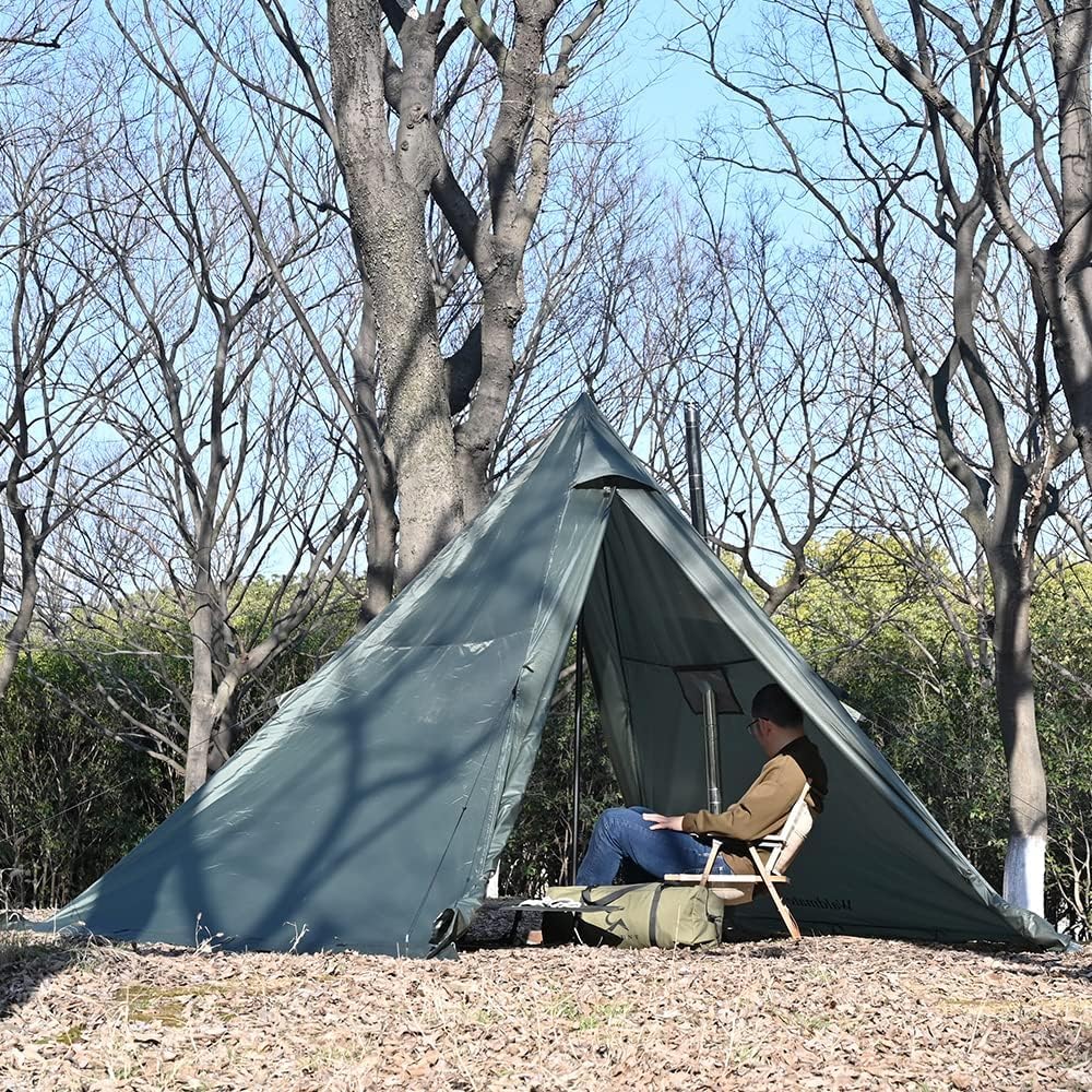 Hete tent met fornuiskrik en sneeuwrok, 3~5 personen, tipi-tent voor familiewandelingen, vissen, jagen, backpacken kamperen