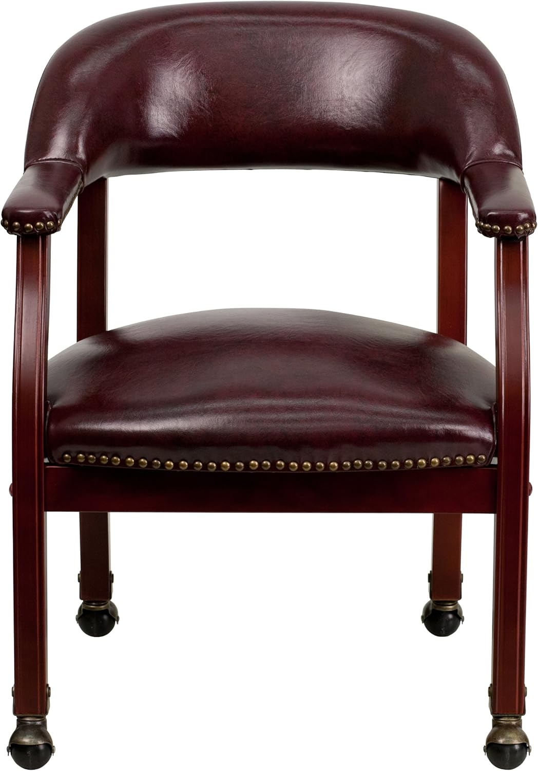 Flash Furniture Sarah Oxblood Conferentiestoel, vinyl, luxe, met accent nagelbekleding en wielen
