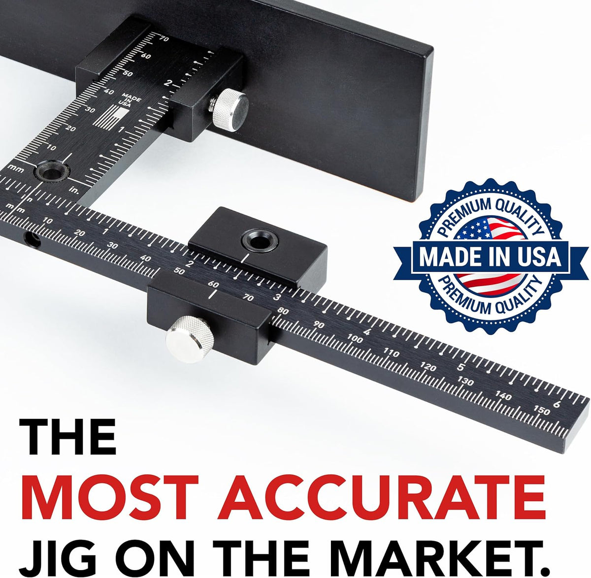 True Position Tools Originele cabinet hardware jig met verlengde liniaal voor Rapid Drawer Centering - verstelbare boorgids voor installatie van deur- en ladeknoppen en handgrepen TP-1934E