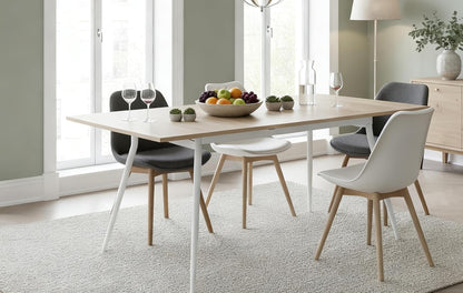 Uittrekbare Eettafel – Verlengbare Tafel – Keukentafel – Multifunctionele Tafel – Ruimtebesparende Eettafel – MDF Zandeiken Blad – Stabiel Gepoedercoat Metalen Frame – 120-160x80 cm – Voor 4-6 Personen