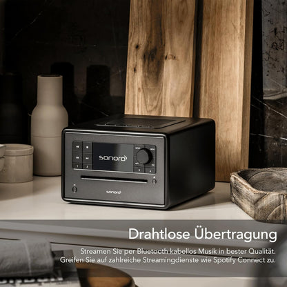 sonoro Elite internetradio met cd-speler (FM, DAB Plus, Podcasts, Spotify, Amazon Music, Deezer), mat zwart