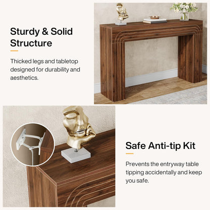 Tribesigns Console Table 140 x 34 x 90 cm | Coffee Table | Hallway Table for Small Spaces | Console Narrow Long in the Entrance | Hallway Living Room | Vintage Brown