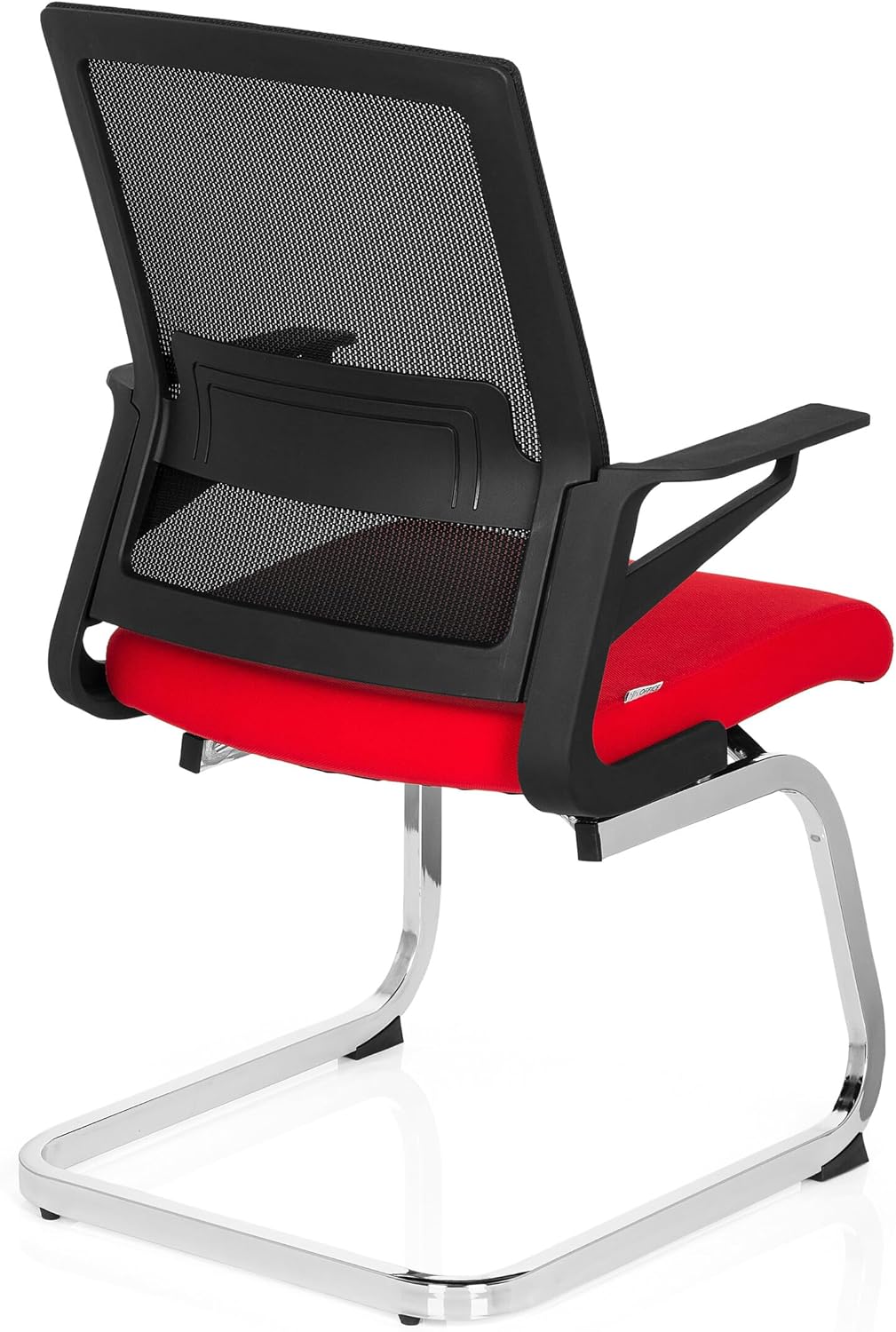 hjh OFFICE 732080 bezoekersstoel Inventor V stof/netrug zwart rood stoel cantilever met lendensteun