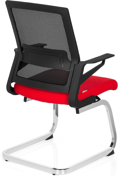hjh OFFICE 732080 bezoekersstoel Inventor V stof/netrug zwart rood stoel cantilever met lendensteun