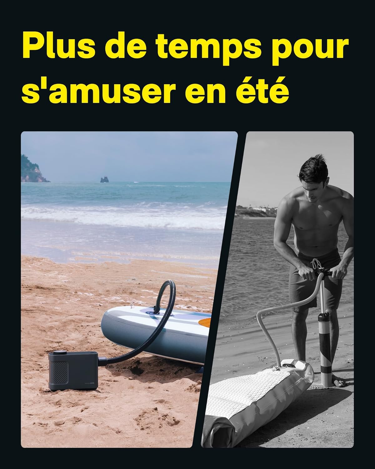 HOTO Elektrische luchtpomp Master, draadloze draagbare bandenpomp voor auto en fiets, 9 modi, dual power voor SUP, kajak, luchtmatras, tent en zwembadaccessoires