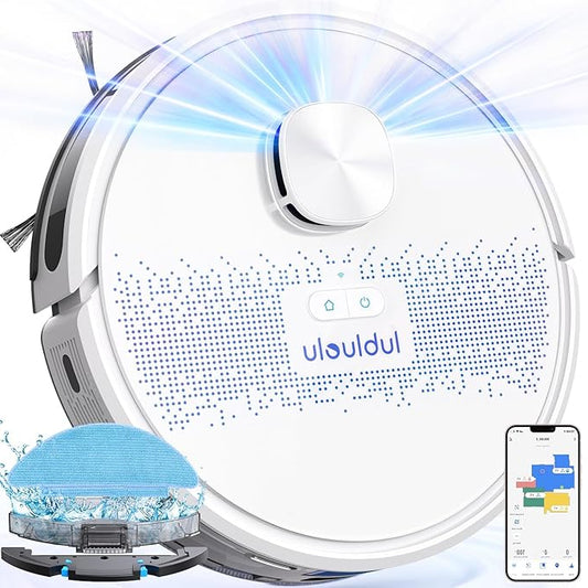 Lubluelu Robot Vacuum Cleaner with Mop Function 3-1, 4000Pa Vacuum Cleaner Robot Laser Navigation with 5 Maps, Robot Vacuum Cleaner with APP Control, Ideal for Pet Hair, Carpets, Hard Floors, White (SL60D) - QUORE