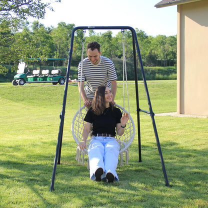 Hangmatstandaard, hangstoel standaard max load 300 lbs, schommelstandaard, outdoor of indoor hangmat met standaard (zwart)