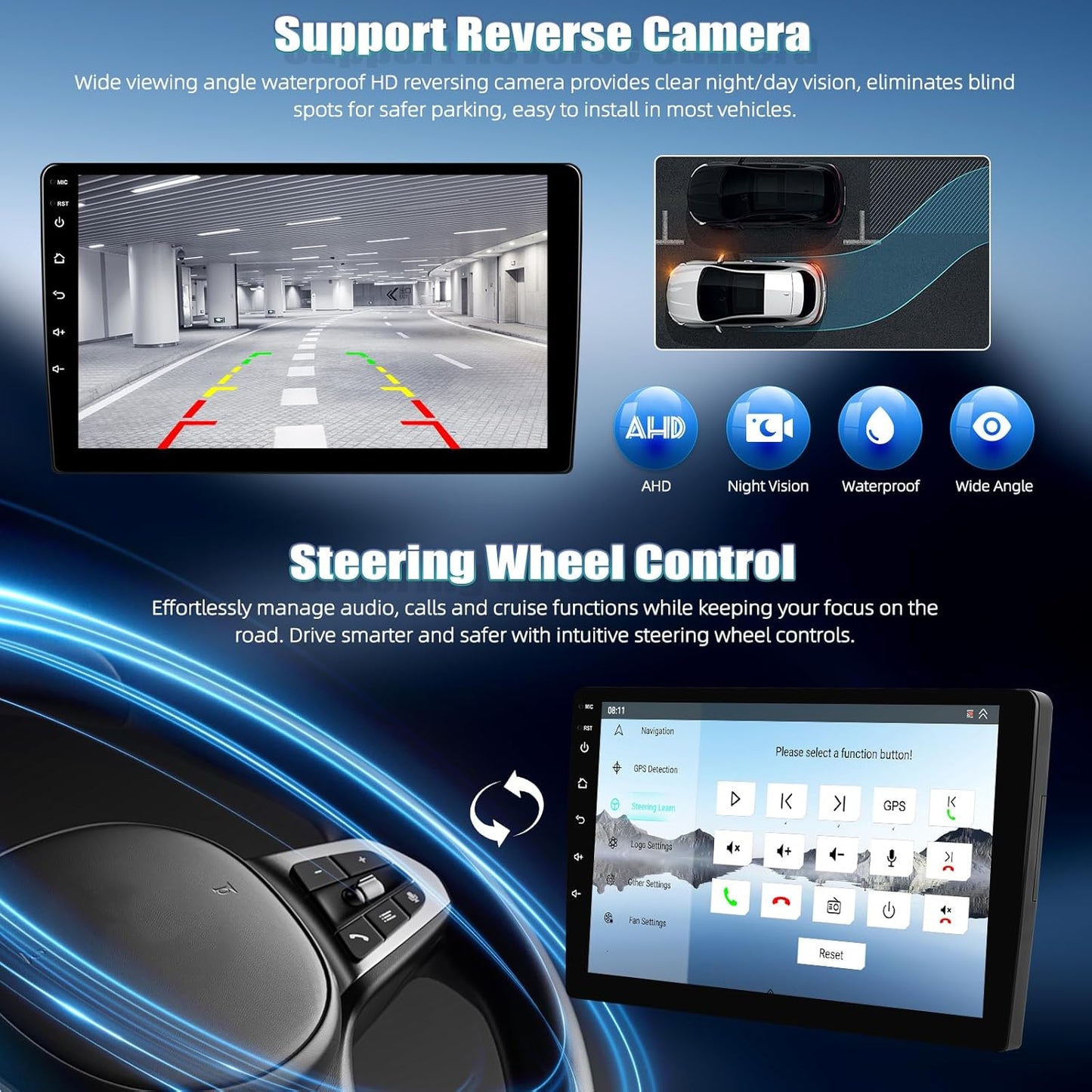 Android Autoradio – Multimedia Systeem – Navigatiesysteem – Inbouwradio – Smart Radio – 9 Inch HD Touchscreen – Draadloze CarPlay & Android Auto