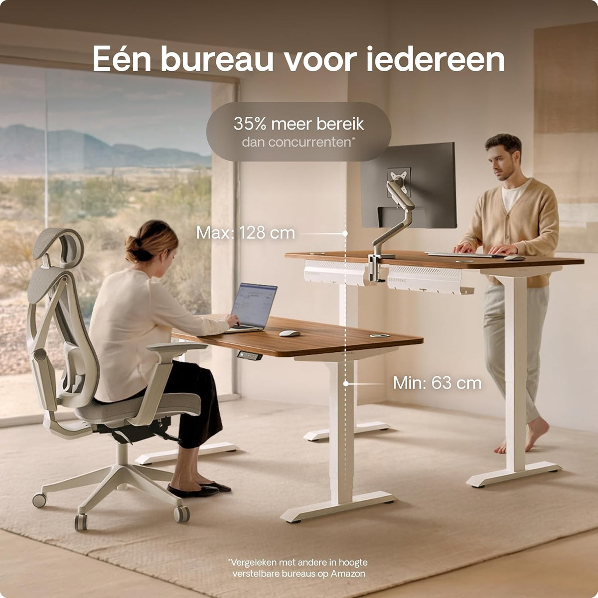 Desktronic Desk Sit-Stand - 180x80 cm - Height Adjustable Desk with USB/USB-C, 3 Memory Modes, Dual Motor and Touchscreen Control Electric Table for Comfort and Productivity. - QUORE