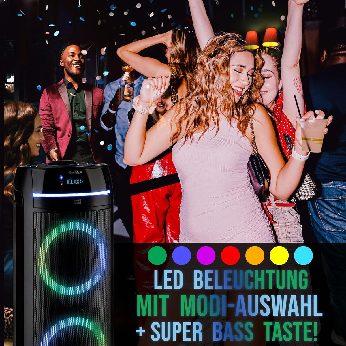 Mobiele Bluetooth Party Speaker Zwart – Discoluidspreker – Partybox – Bluetooth Speaker – Luidspreker – Ingebouwde Cd-Speler – Ledverlichting Met Meerdere Lichtstanden