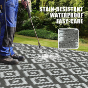 Buiten Vloerkleed - Buitenkleden - Buitentapijt - Opvouwbaar - UV-bestendig - Waterdicht - Buitenmatten - voor Buiten - Balkon - Strand - Picknick -Terras - Rechthoekig -  270 x 365 cm - Grijs
