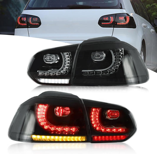 VLAND Led-achterlichten voor Golf 6 Golf MK6 TSI GTI GTD R 2008-2013, met sequentiële knipperlichten, 1 set (bestuurderszijde + passagier), zwart