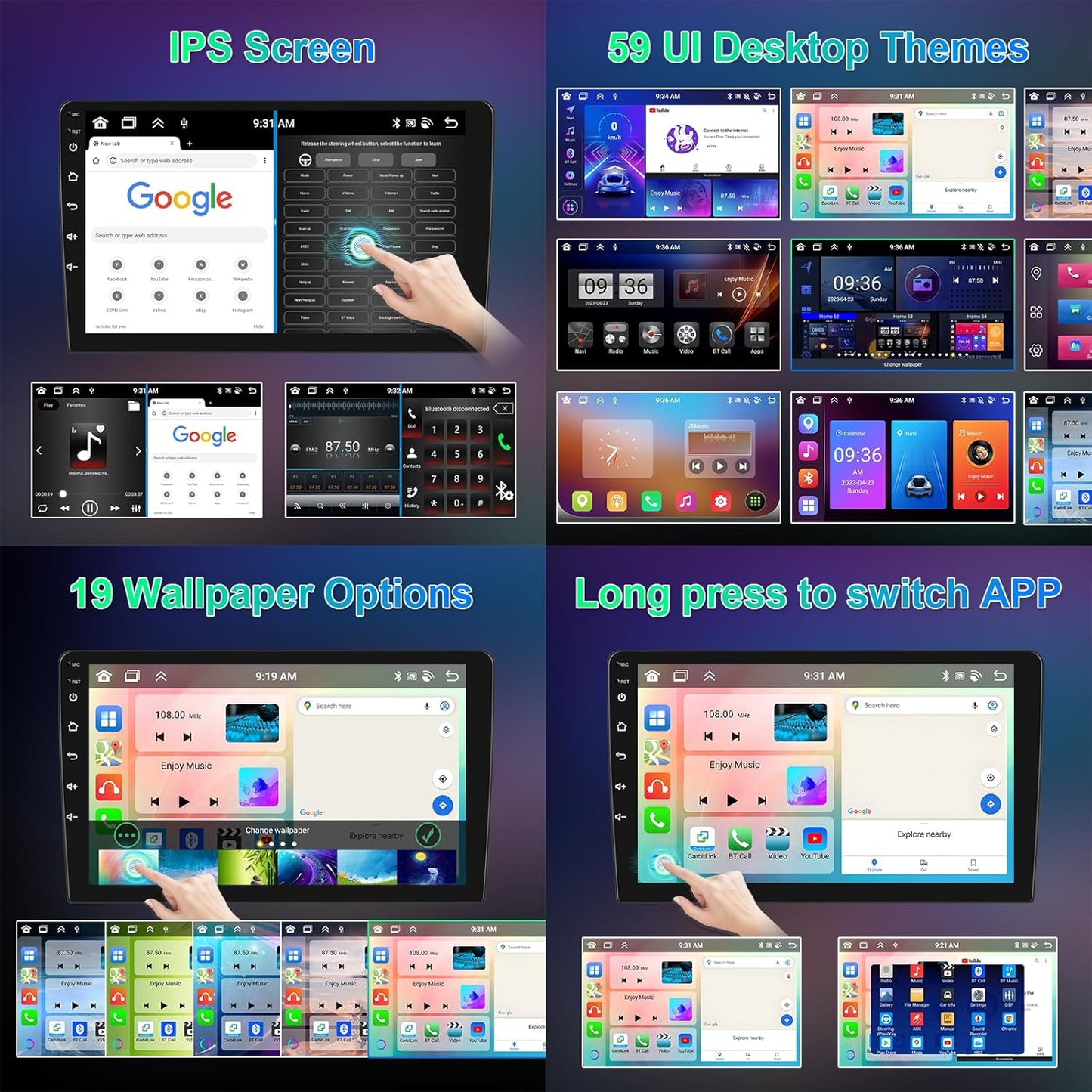 Autoradio – 2-DIN Radio, Multimediascherm, Navigatiesysteem, Touchscreen Radio – Geschikt voor geselecteerde modellen 2010-2019 – 9 Inch IPS Touchscreen – Wireless CarPlay & Android Auto