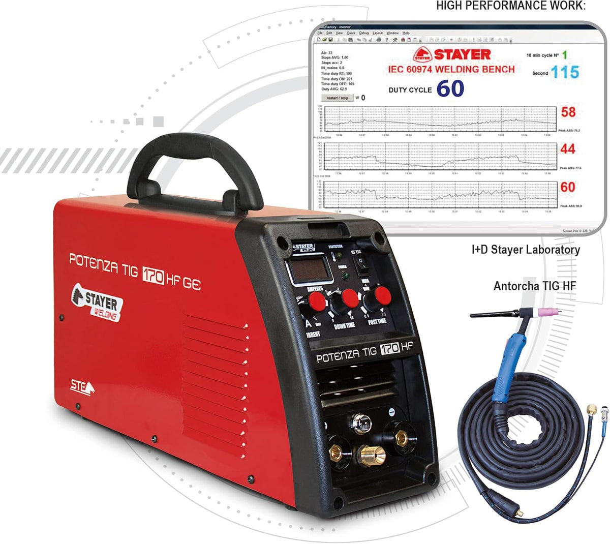 Stayer Welding Potenza Tig 170 Hf Inverter for welding machine Tig 170 (60%) A 4 mm 5 kg Kva5