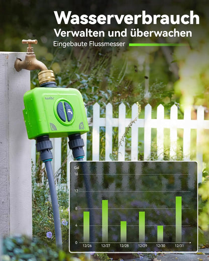 RAINPOINT Irrigatiecomputer, wifi, 2 uitgangen met antenne-gateway en messing inlaat, slimme irrigatiebesturing met app/spraakbediening, IP65, tuin, automatisch bewateringssysteem, 2 x 6 tijdschema's