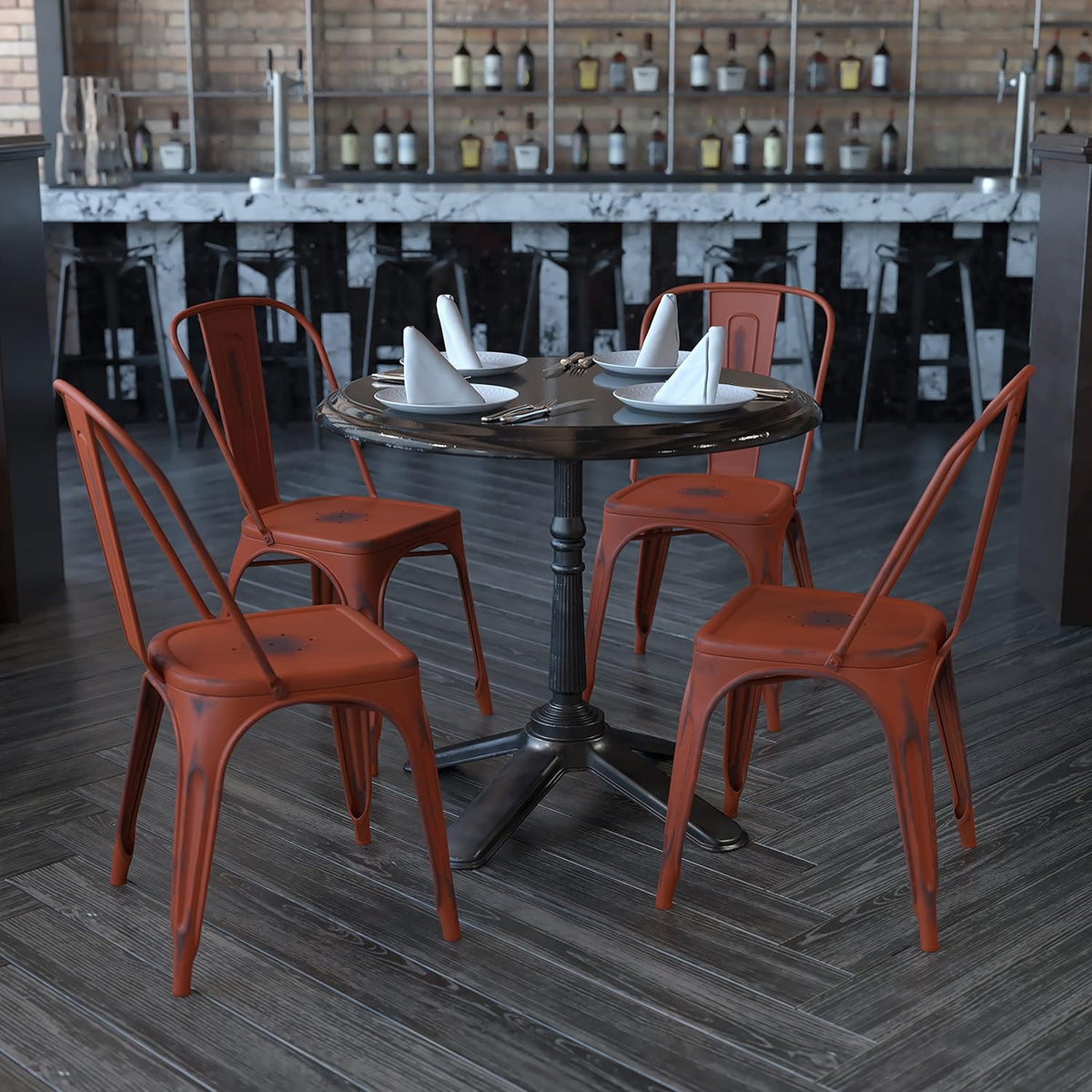Flash Furniture Blake Commercial Grade 4 Pack noodlijdende Kelly rood metaal indoor-outdoor stapelbare stoel