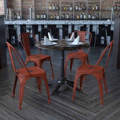 Flash Furniture Blake Commercial Grade 4 Pack noodlijdende Kelly rood metaal indoor-outdoor stapelbare stoel