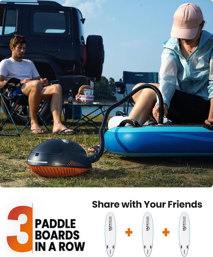 OutdoorMaster 16PSI Hogedruk SUP-luchtpomp met The Whale - Intelligente tweetraps inflatie- en automatische uitschakelfunctie en leegloopfunctie voor opblaasbare stand-up paddleboards