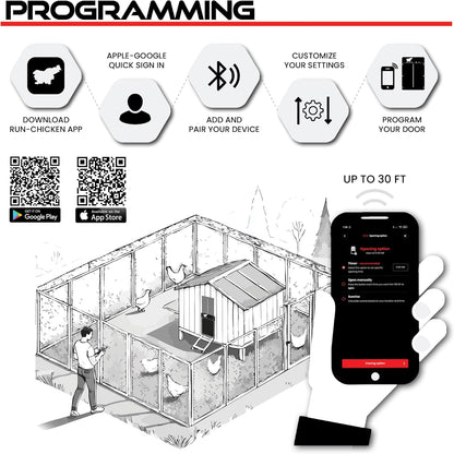 RUN-CHICKEN Deur (Grijs) Solar Kippenhok, Batterij Aangedreven Automatische Kippenhok, Programmeerbare Elektrische Kippendeur met Timer, Lichtsensor, Zonne-energie, Eternal