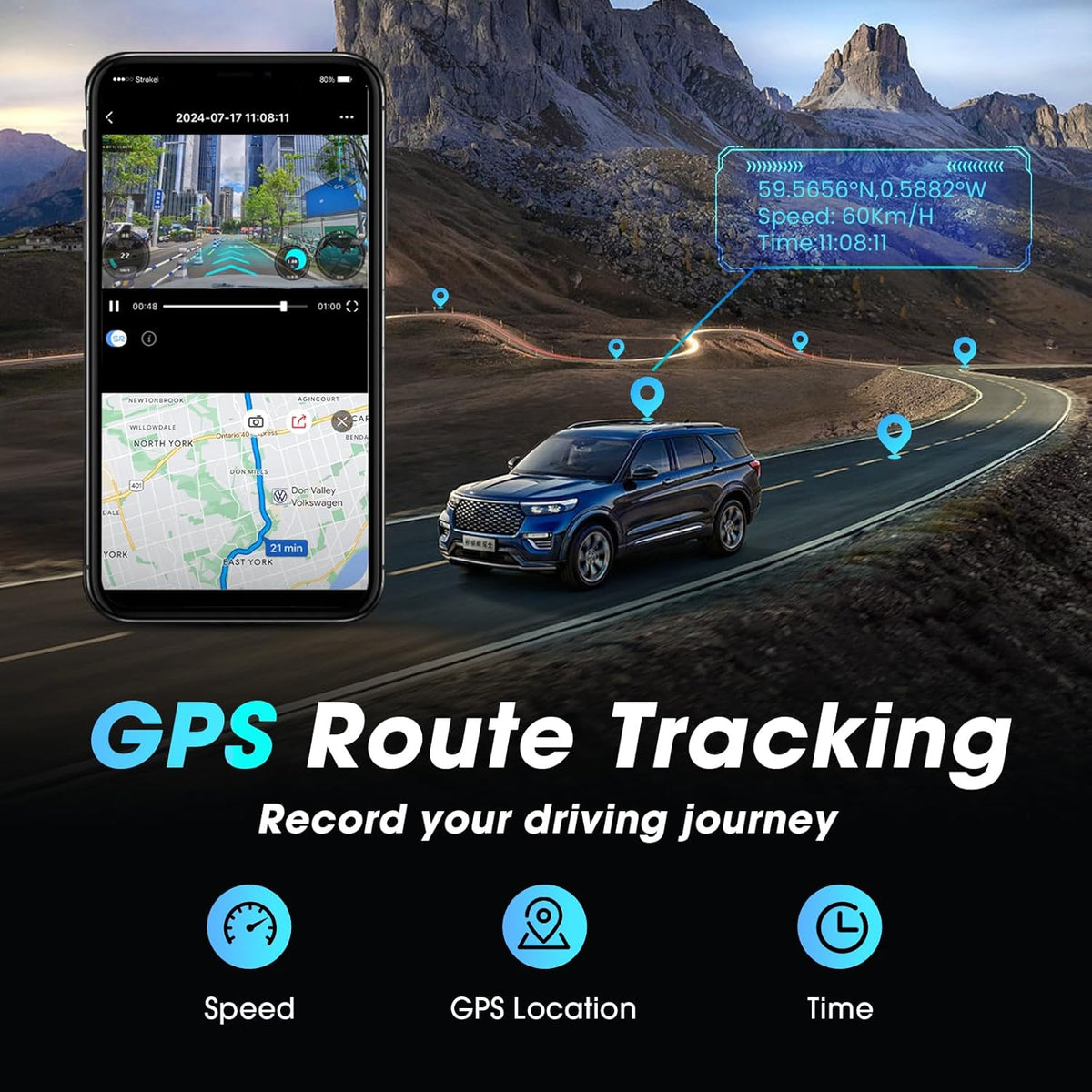 Dashcam Auto Voor en Achter – Autocamera – Auto Camera – Rijcamera – Dubbele Dashcam – 4K Voor + 1080P Achter – Ingebouwde 32GB eMMC & 5GHz WiFi 6
