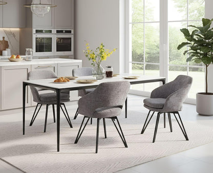 chairus Swivel Dining Chairs, Set of 2 Chenille Fabric Kitchen Chairs, Upholstered Dining Room Chair (Grey) - QUORE