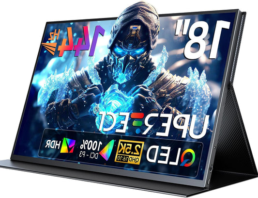 UPERFECT Portable Monitor QLED 18 Inch 2.5K 144Hz, 16:10, 100% DCI-P3 1500:1 500Nits Gaming Display 2560x1600 with HDMI & USB-C, Compatible with Laptop/PC, VESA Compatible - QUORE