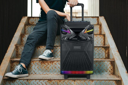DSP Bluetooth karaoke-machine met 2 microfoonluidsprekers, 600 W 10 inch subwoofer PA-installatie, live streaming/geluidseffects/DJ Lights/FM-radio voor YouTube, Tiktok GTSK10-1