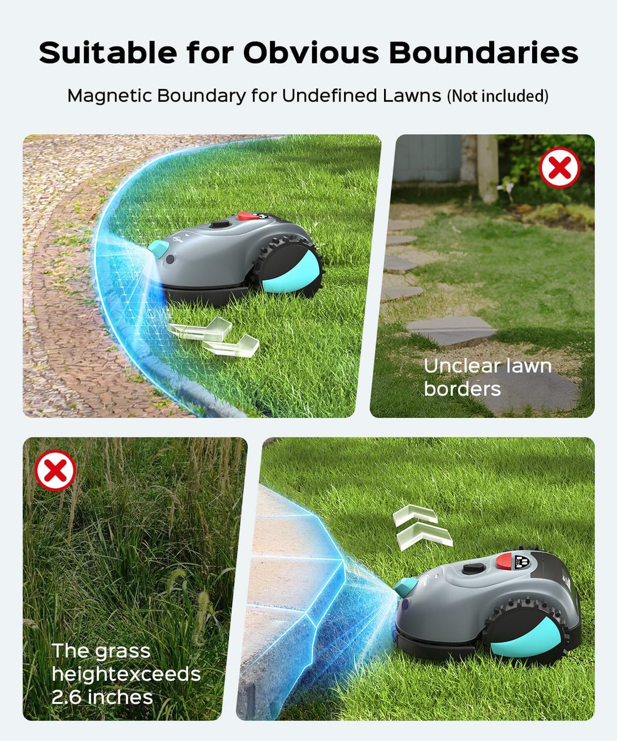 Robotmaaier – Grasmaaier – Automatische Maaier – Tuinmaaier – Robot Grasmaaier – Zonder Begrenzingsdraad – Vision Navigatie Met Camera – Obstakeldetectie Tot 150 m² – 4Ah Accu