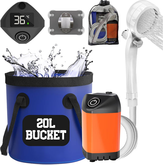 Elil Draagbare Camping Douche met Digitale Display 20L Emmer
