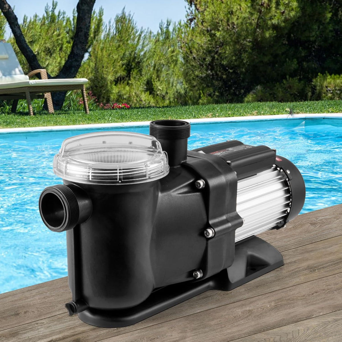 VEVOR Bovengrondse zwembadpomp, 1200 W, eenspeed zwembadpomp 100 GPM, snelheid 2850 omw/min, zwembadpomp met hefkop, max. 15 m, met filtermand, voor bovengrondse zwembaden, spa's