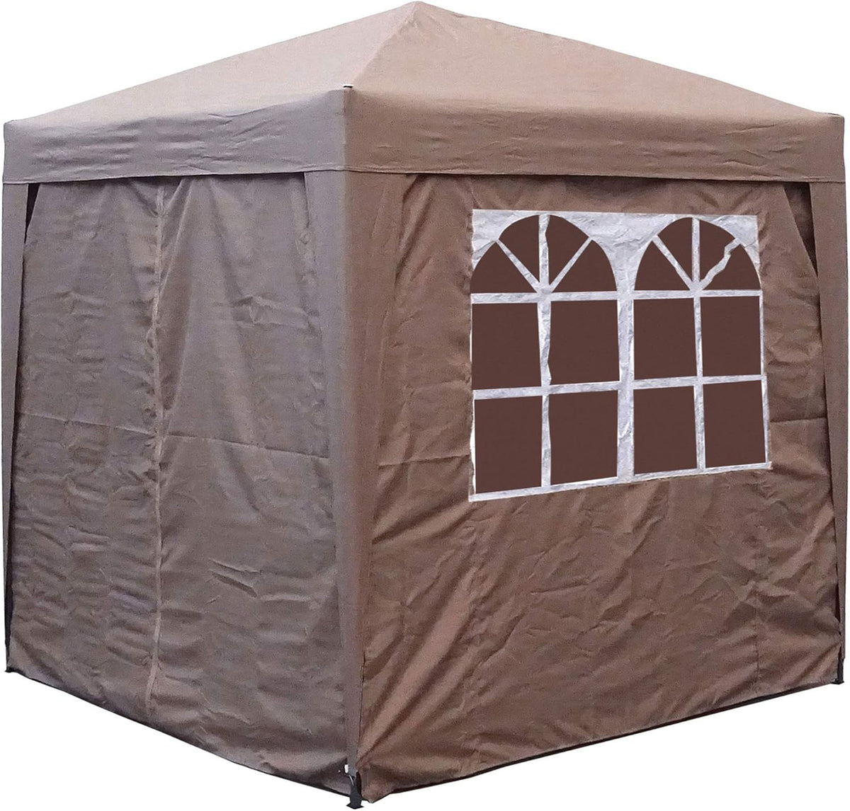 QUICK STAR pop-up paviljoen, 2,5 x 2,5 m, beige met 4 Easy-klittenband zijwanden met 2 ritsen vouwpaviljoen