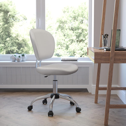 Bureaustoel – Bureaustoel Met Wieltjes – Bureaustoel Draaibaar – Thuiswerkstoel – Office Chair Wit – Mid-rugleuning Van Ademend Mesh – Verstelbare Zithoogte Pneumatisch