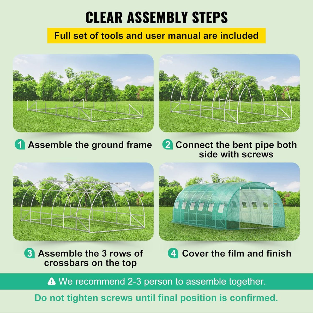 VEVOR Arched roof greenhouse 6.1 x 3 x 2.1 m film greenhouse galvanised steel frame and PE tarpaulin greenhouse tunnel waterproof and UV-resistant tomato greenhouse ideal for growing vegetables flowers
