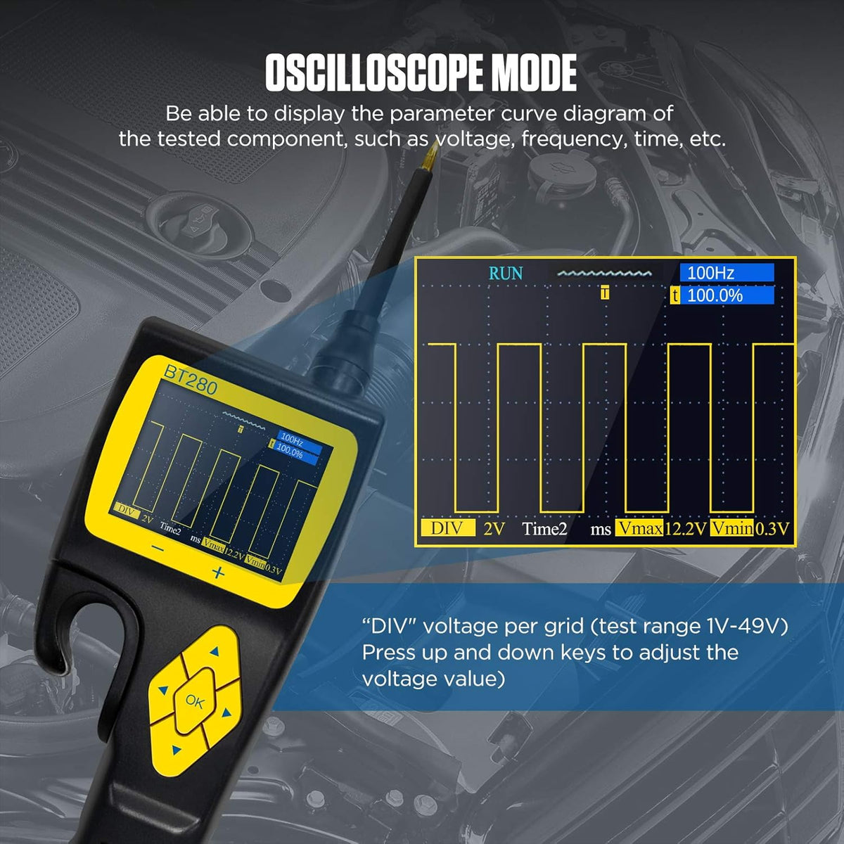 Elektrische Systeemtester – Circuit Tester – Diagnosetester – Multimeter – Oscilloscoop – Voor Auto’s 9V-30V – 2,4 Inch LCD-kleurenscherm